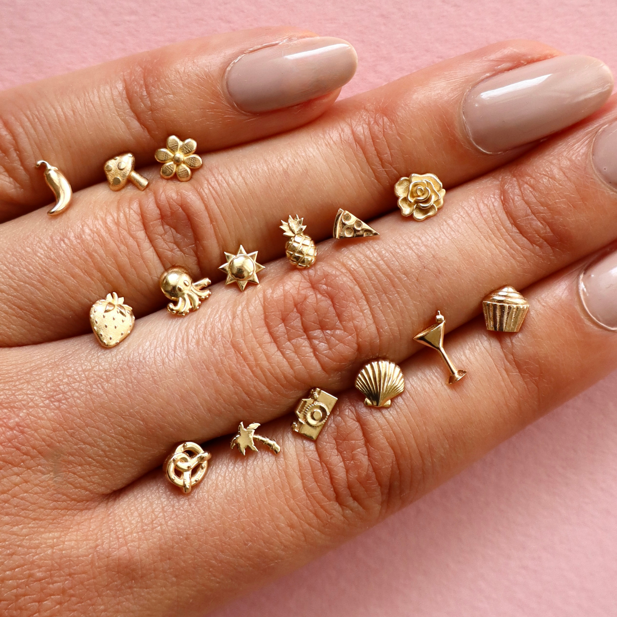 Camera Stud Earring (Single) - Solid 14k Gold