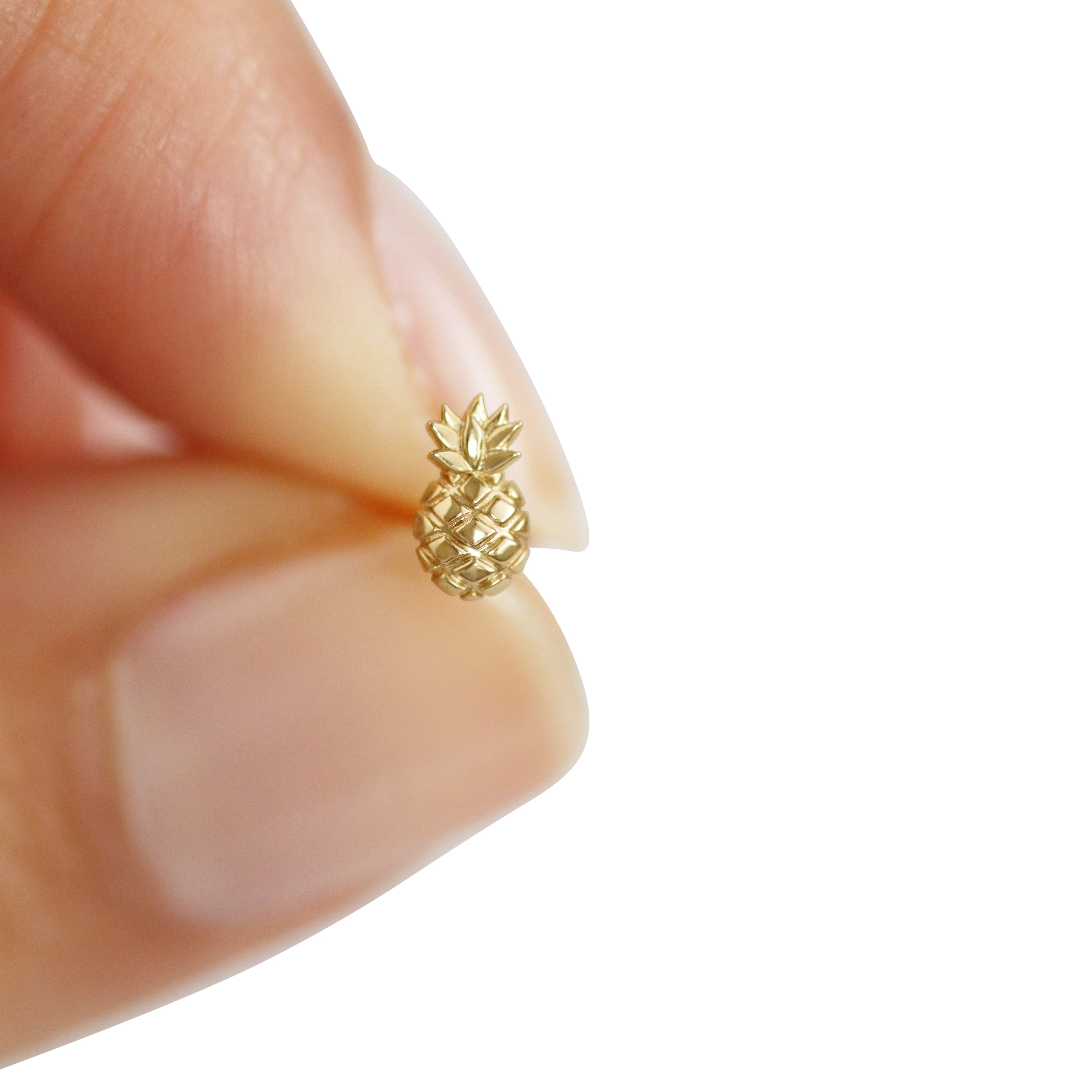 14K Yellow Gold Pineapple Stud