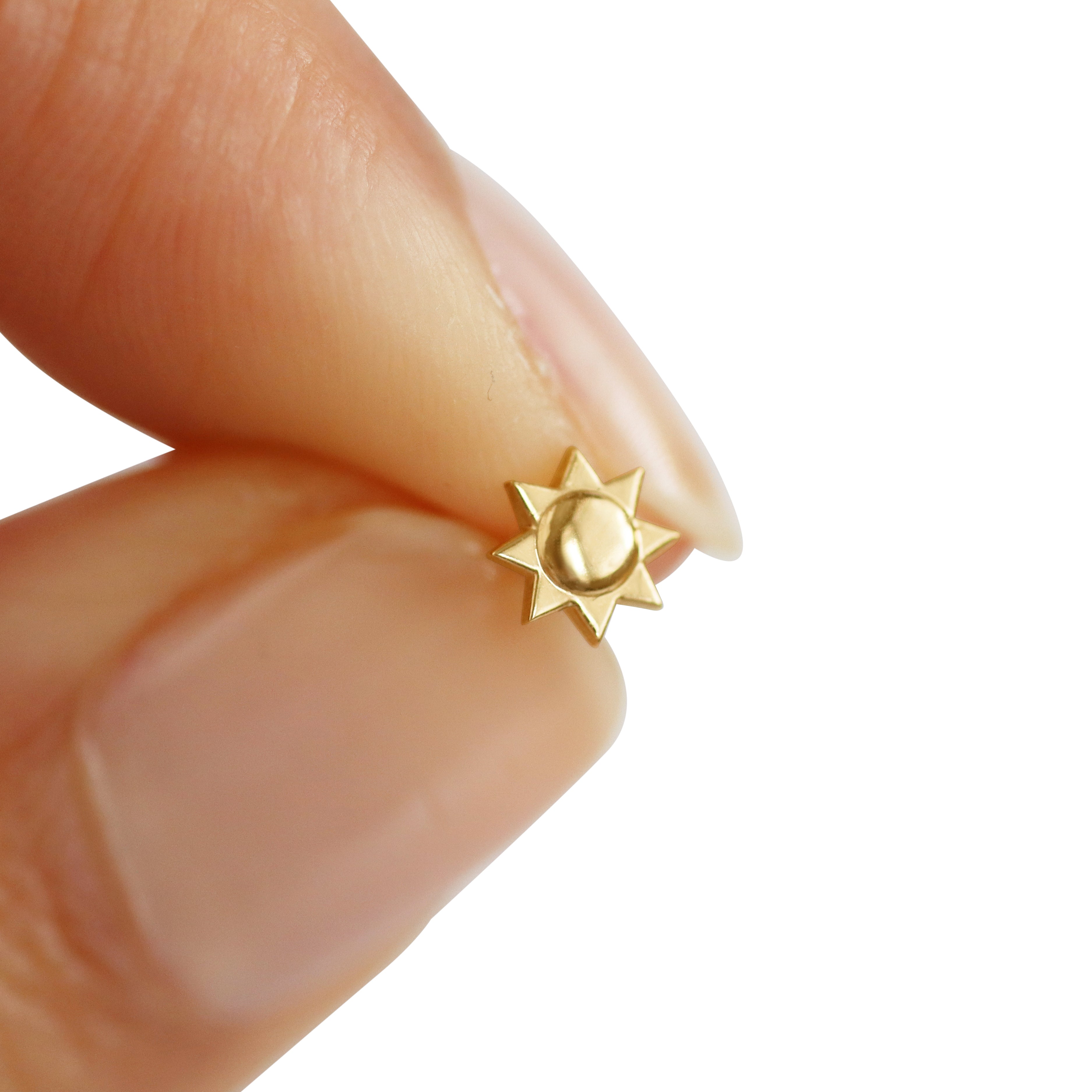 14K Yellow Gold Sun Stud