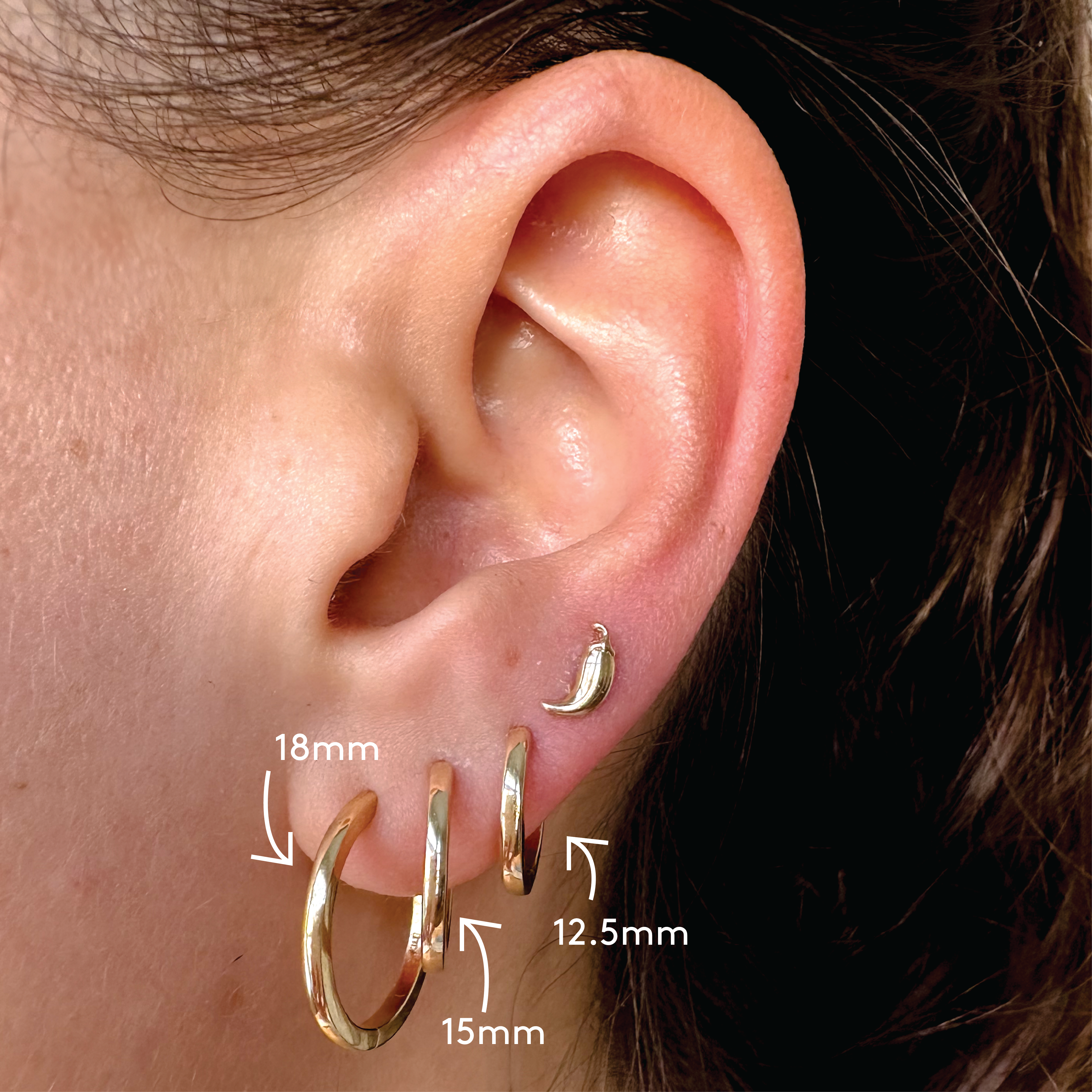 14K Yellow Gold Hoops - 18mm
