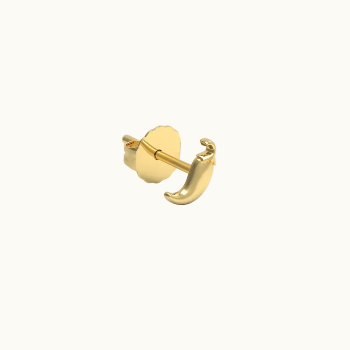 Chili Pepper Stud Earring (Single) - Solid 14k Gold