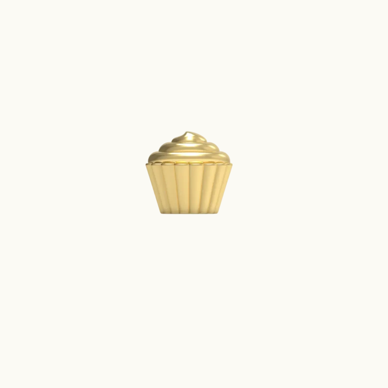 Cupcake Stud Earring (Single) - Solid 14k Gold