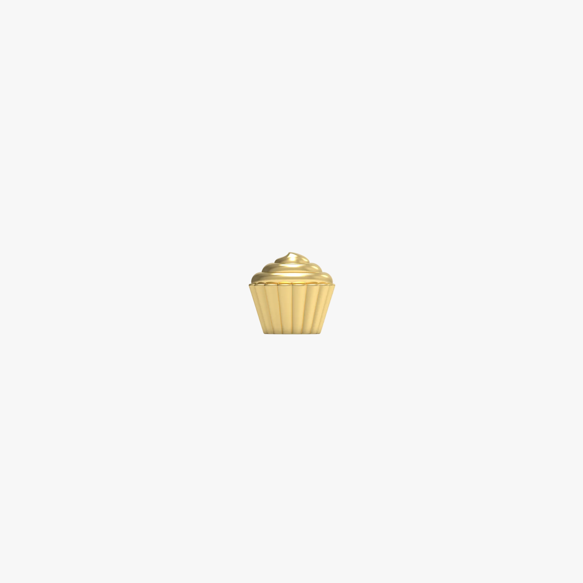Cupcake Stud Earring (Single) - Solid 14k Gold