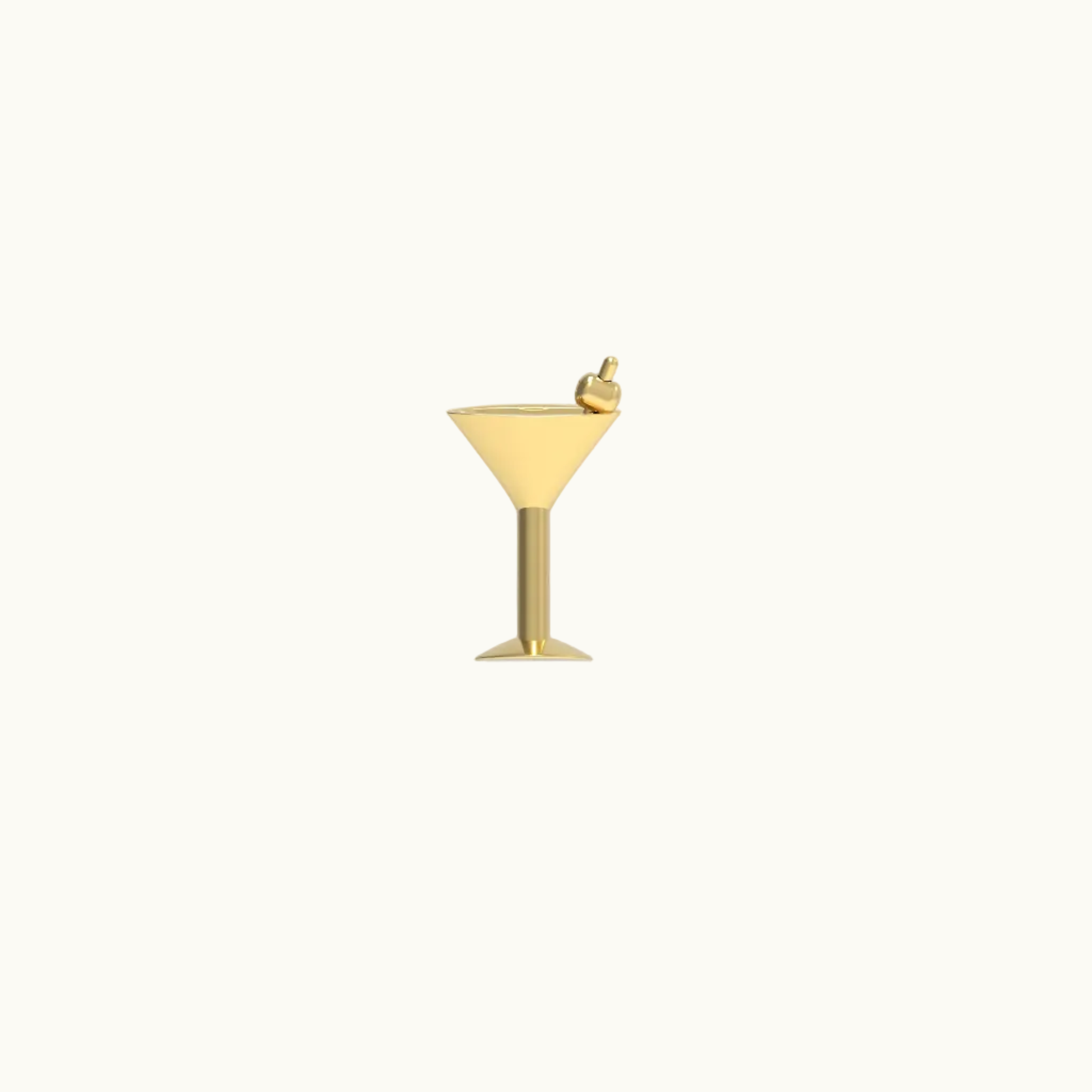 Martini Stud Earring (Single) - Solid 14k Gold