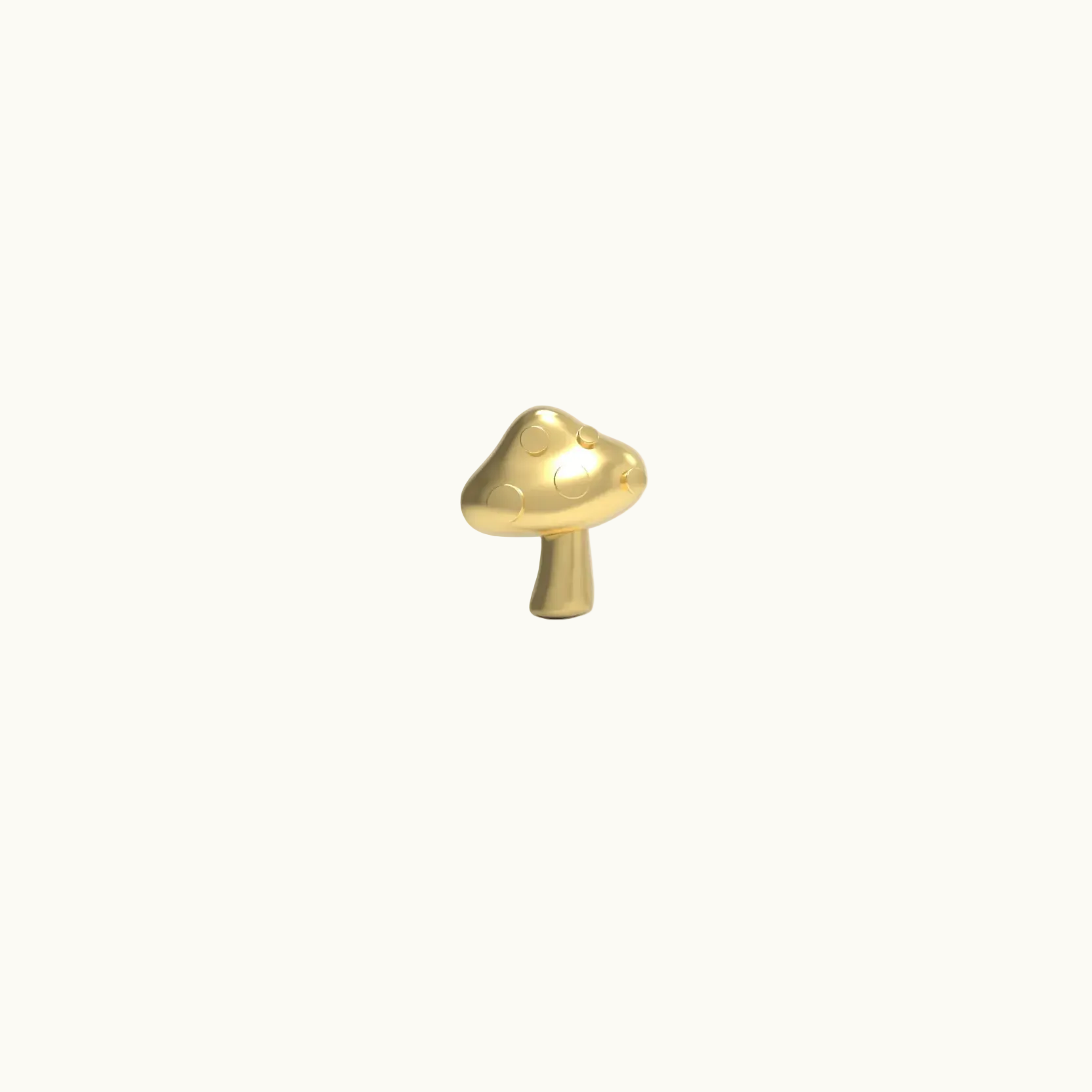 Mushroom Stud Earring (Single) - Solid 14k Gold