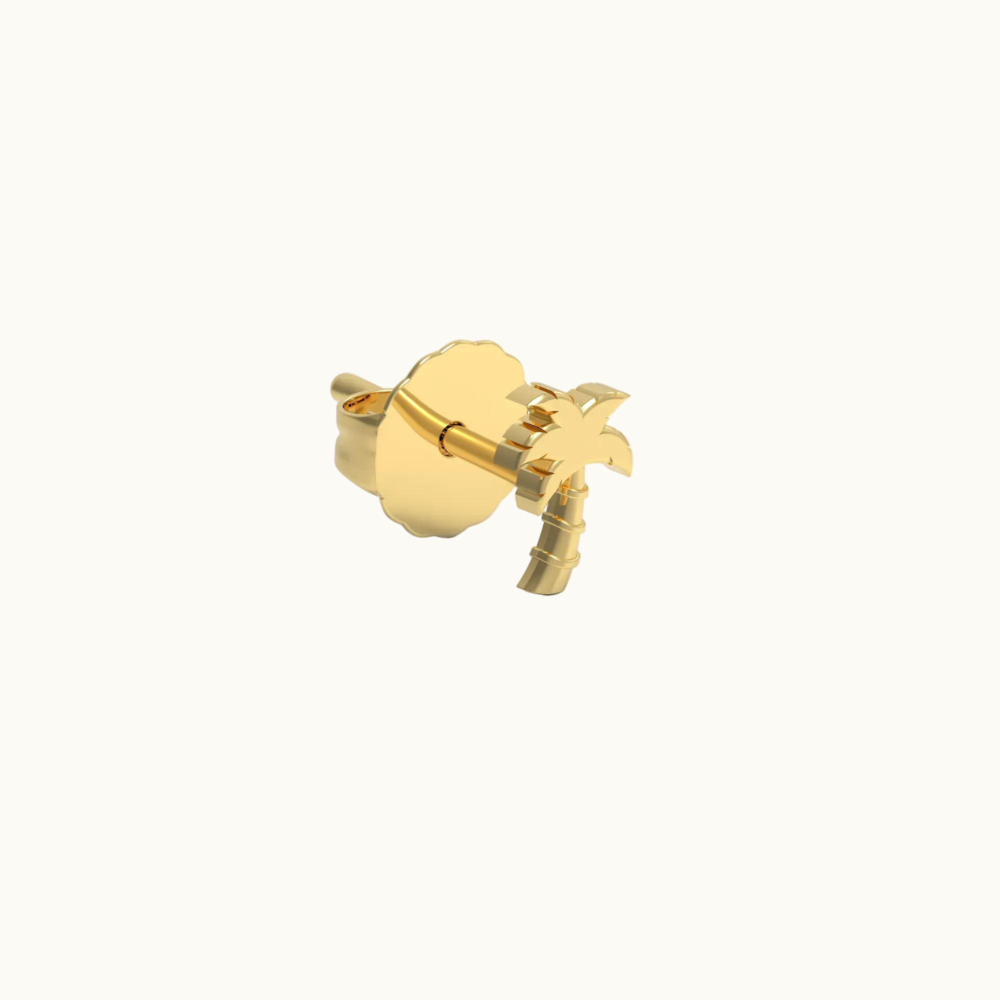 Palm Tree Stud Earring (Single) - Solid 14k Gold