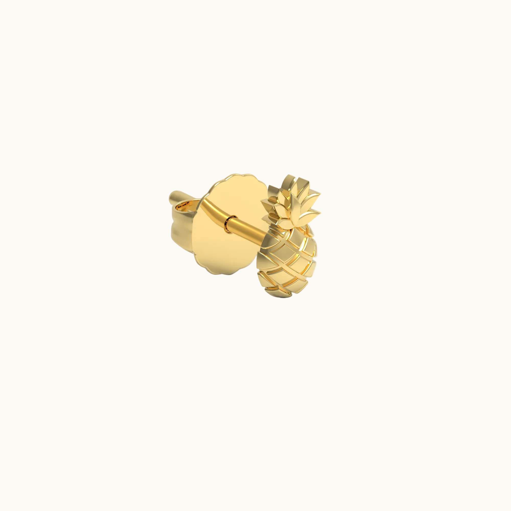 Pineapple Stud Earring (Single) - Solid 14k Gold