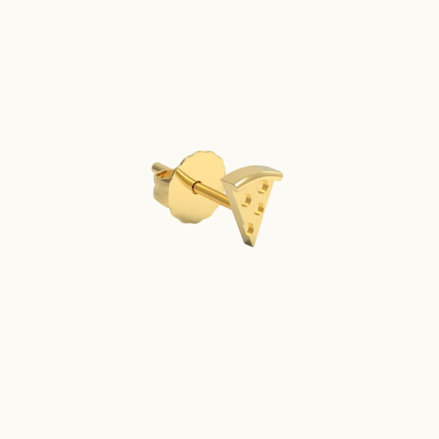 Pizza Stud Earring (Single) - Solid 14k Gold