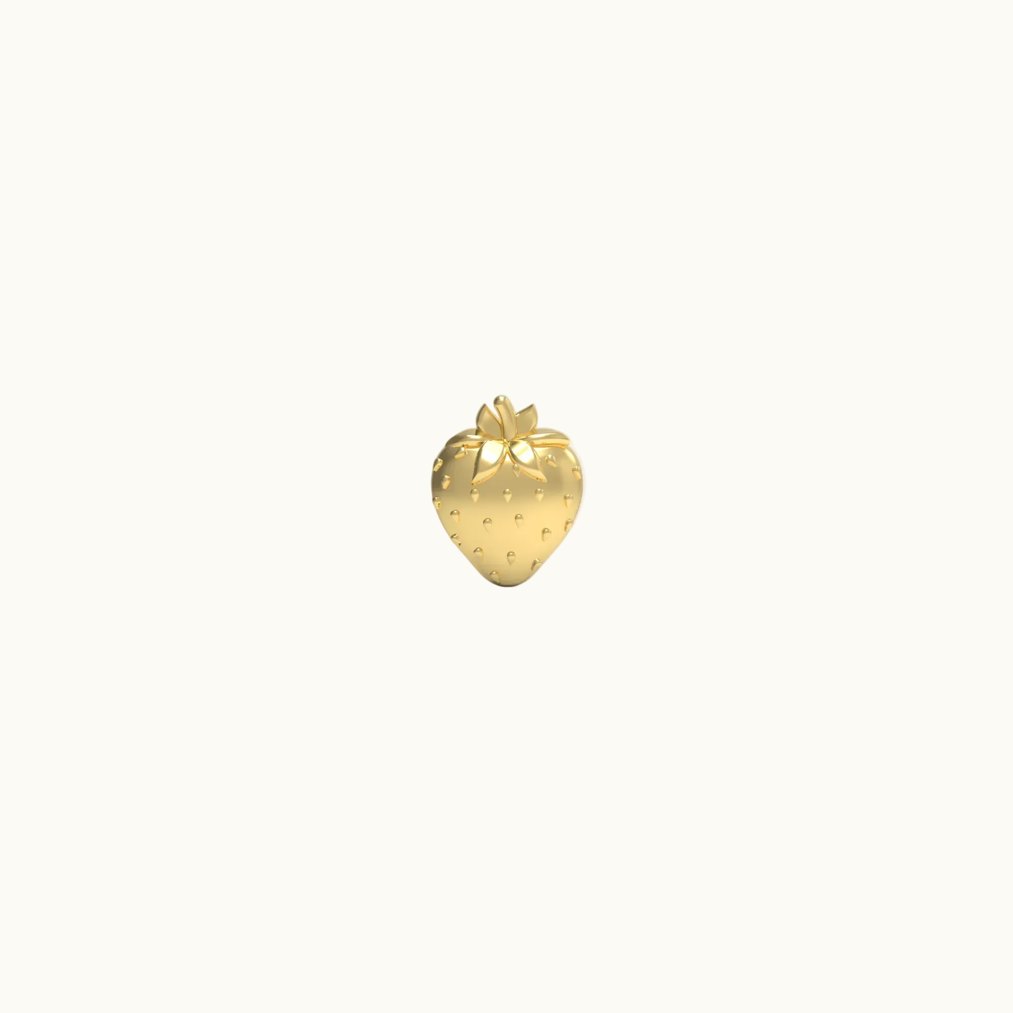 Strawberry Stud Earring (Single) - Solid 14k Gold
