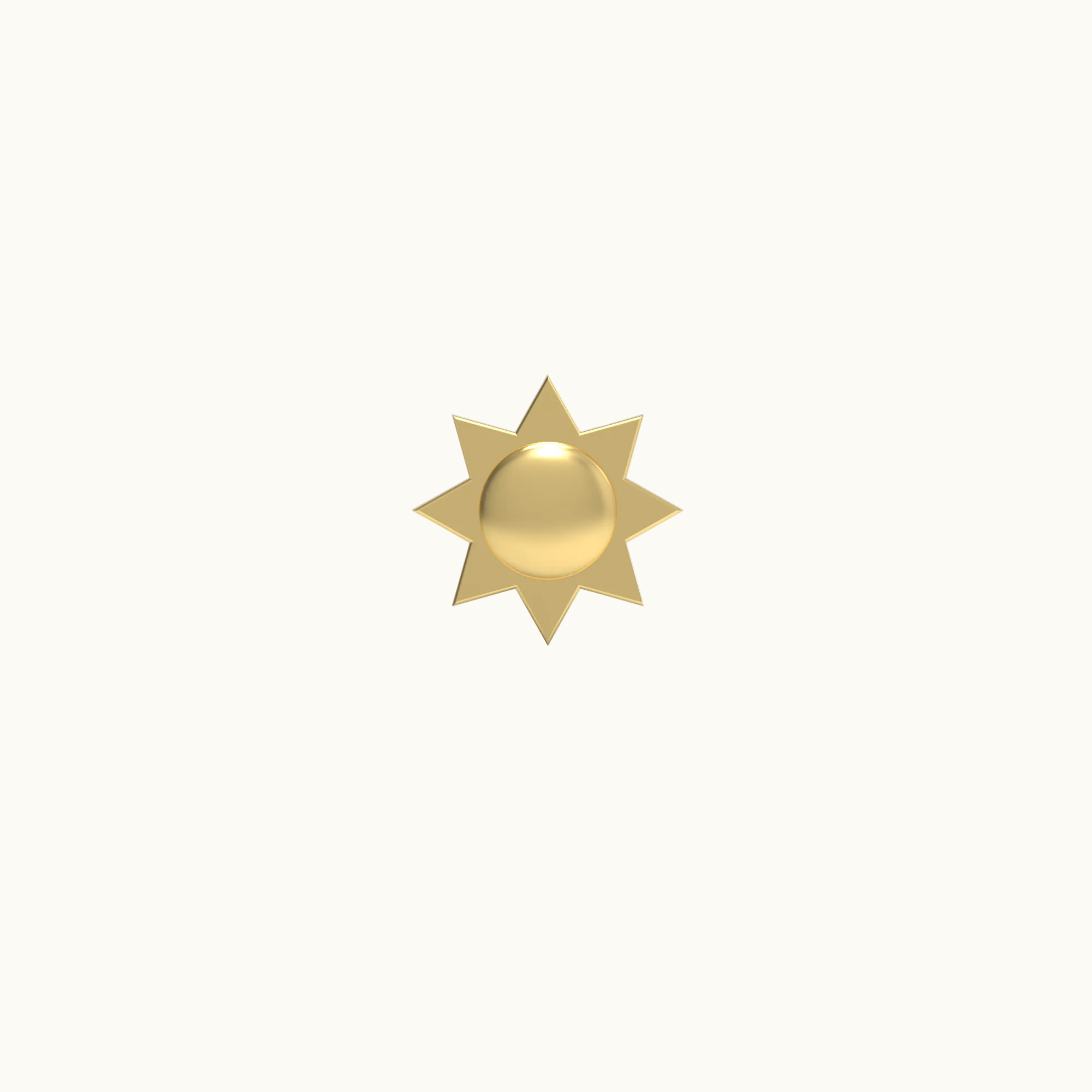 Sun Stud Earring (Single) - Solid 14k Gold