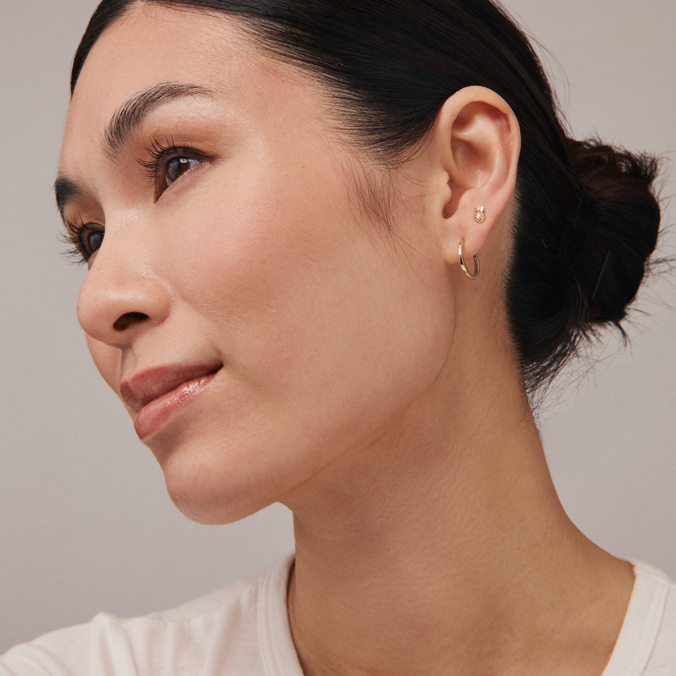 Pineapple Stud Earring (Single) - Solid 14k Gold