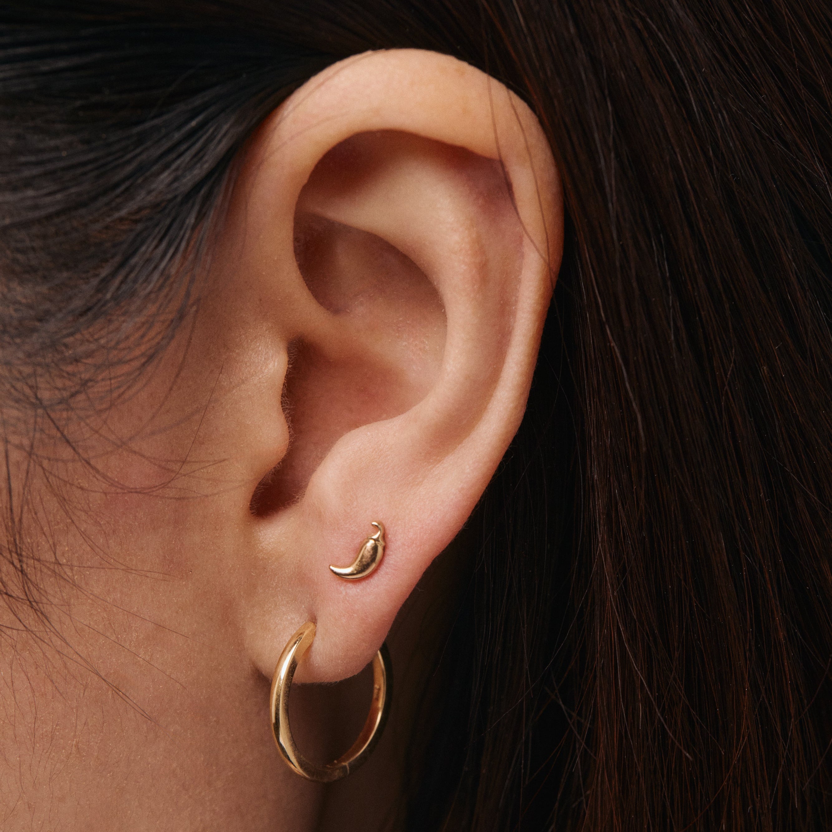14K Yellow Gold Chili Stud