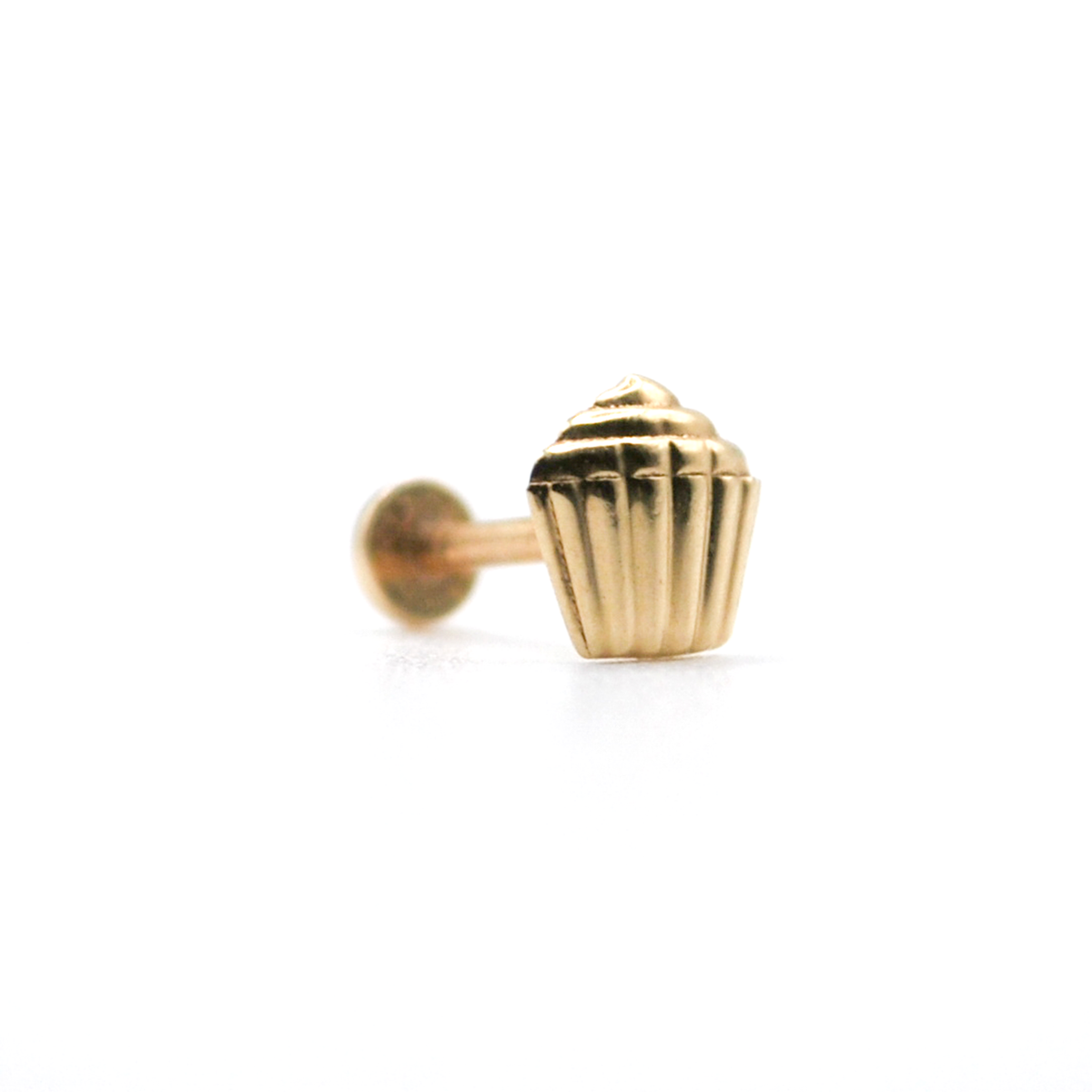 14K yellow gold cupcake stud