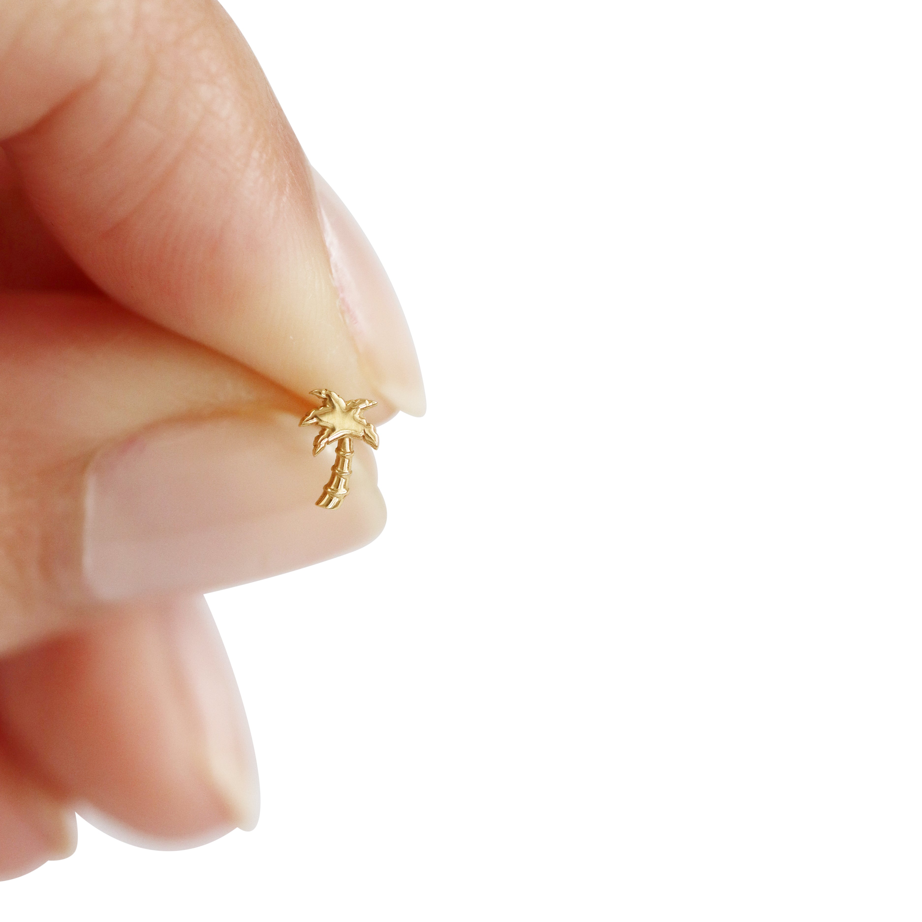 14K Yellow Gold Palm Tree Stud