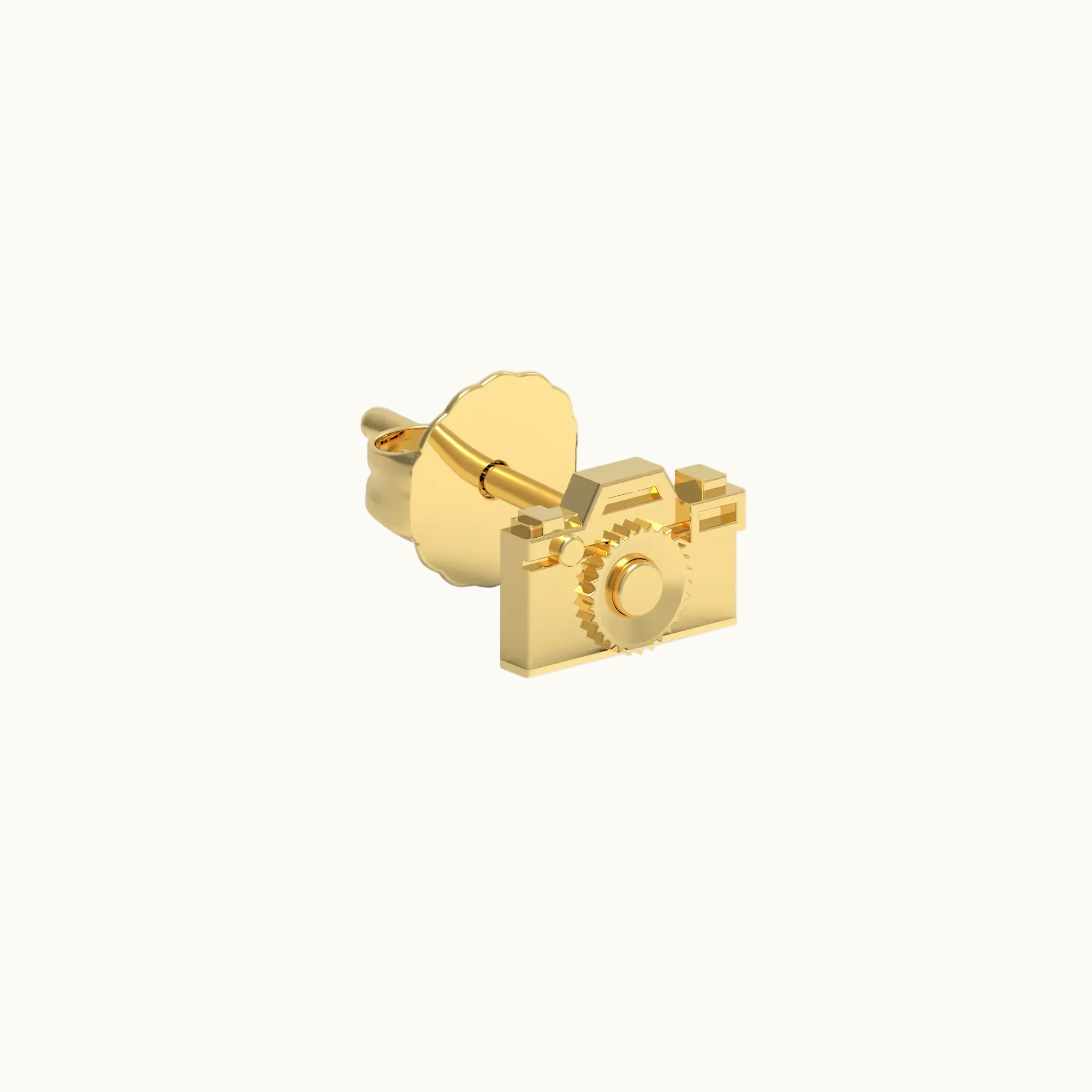 Camera Stud Earring (Single) - Solid 14k Gold