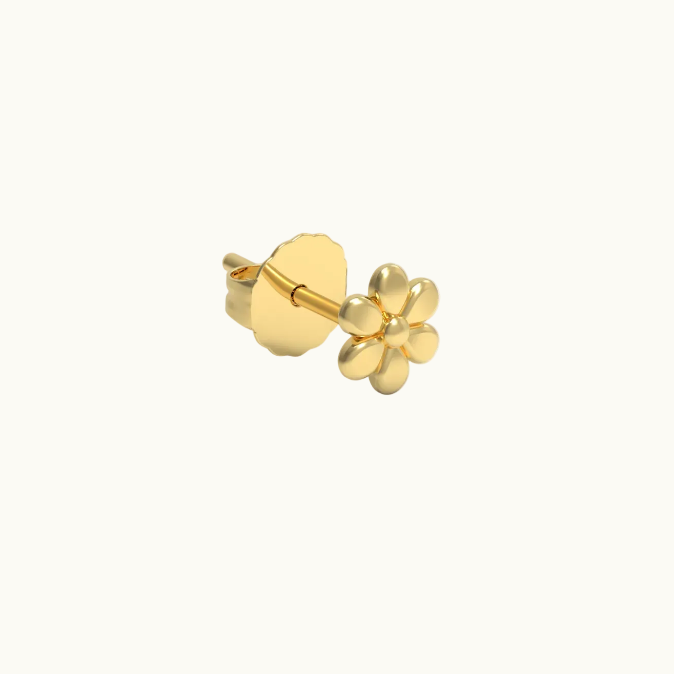 Daisy Stud Earring (Single) - Solid 14k Gold