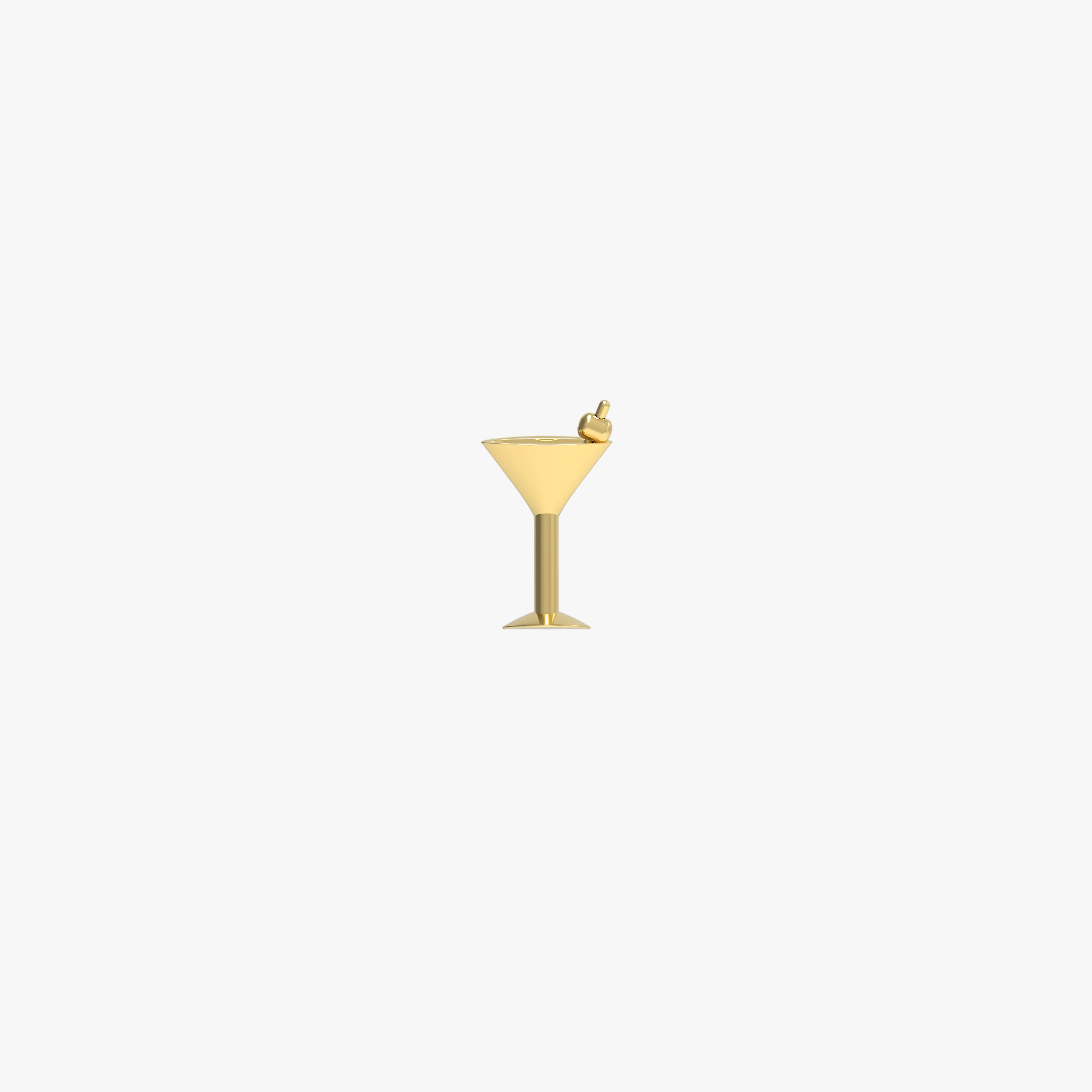Martini Stud Earring (Single) - Solid 14k Gold