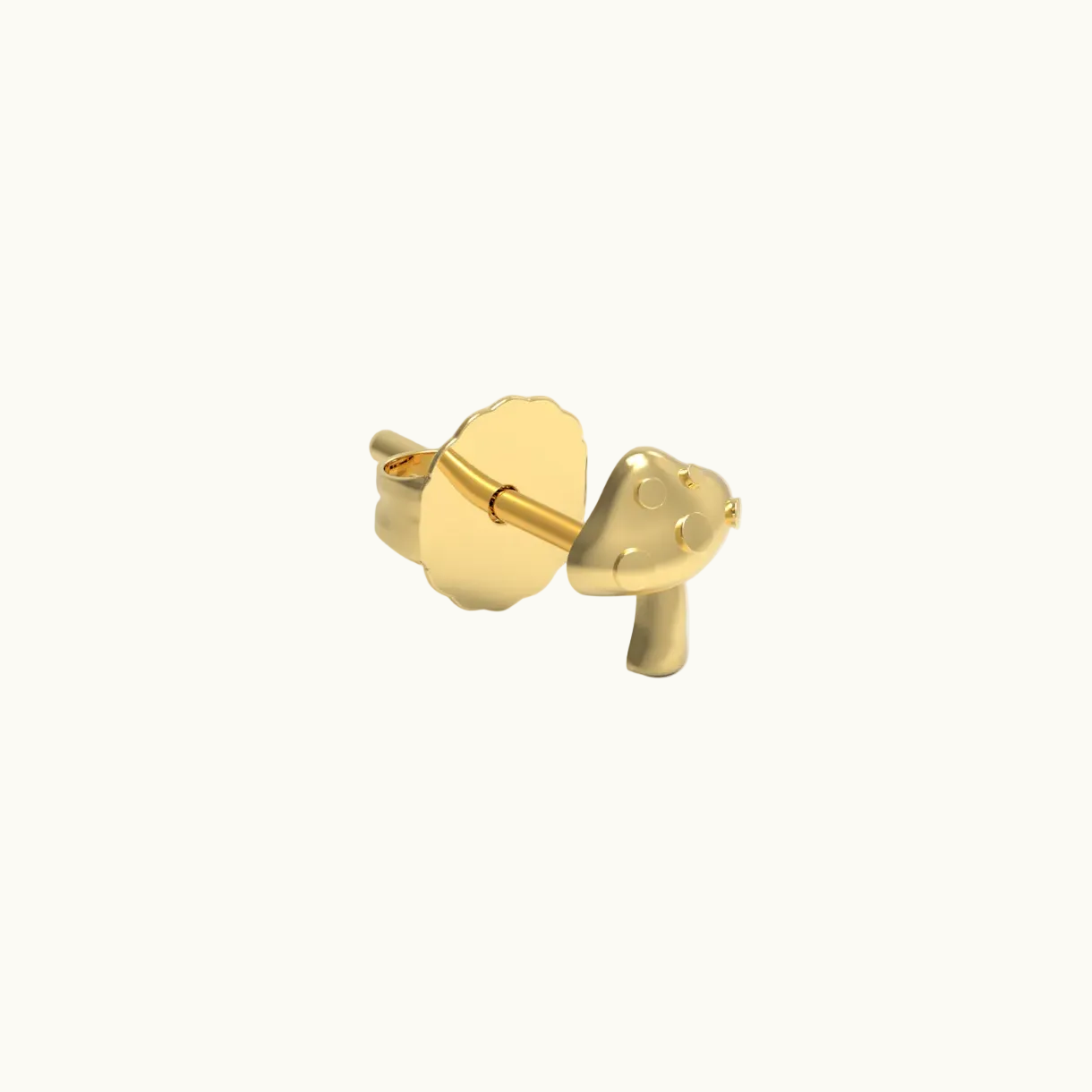 Mushroom Stud Earring (Single) - Solid 14k Gold
