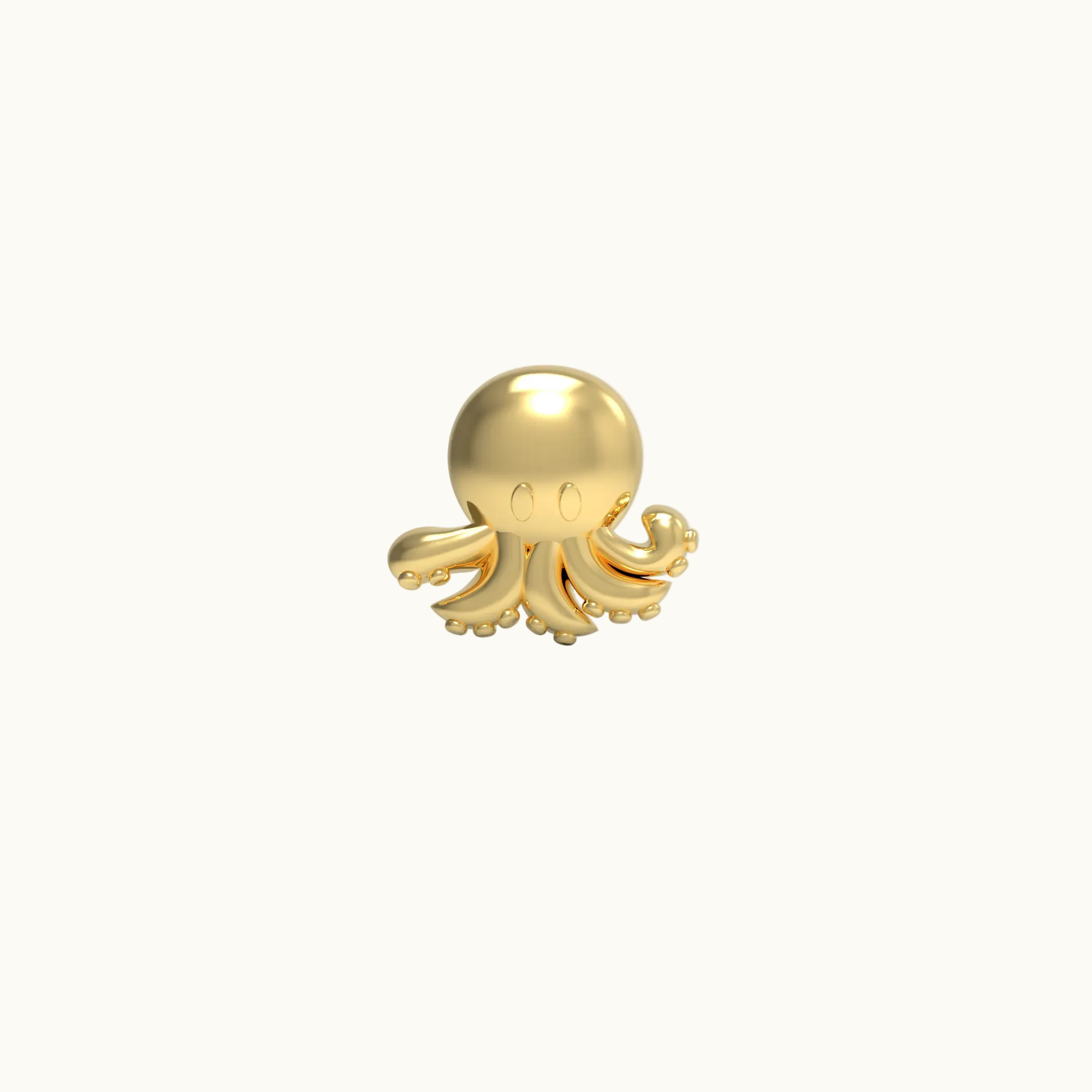 Octopus Stud Earring (Single) - Solid 14k Gold