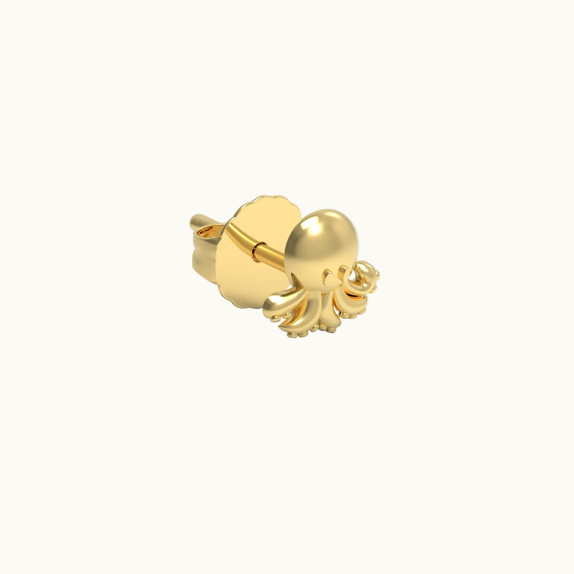 Octopus Stud Earring (Single) - Solid 14k Gold