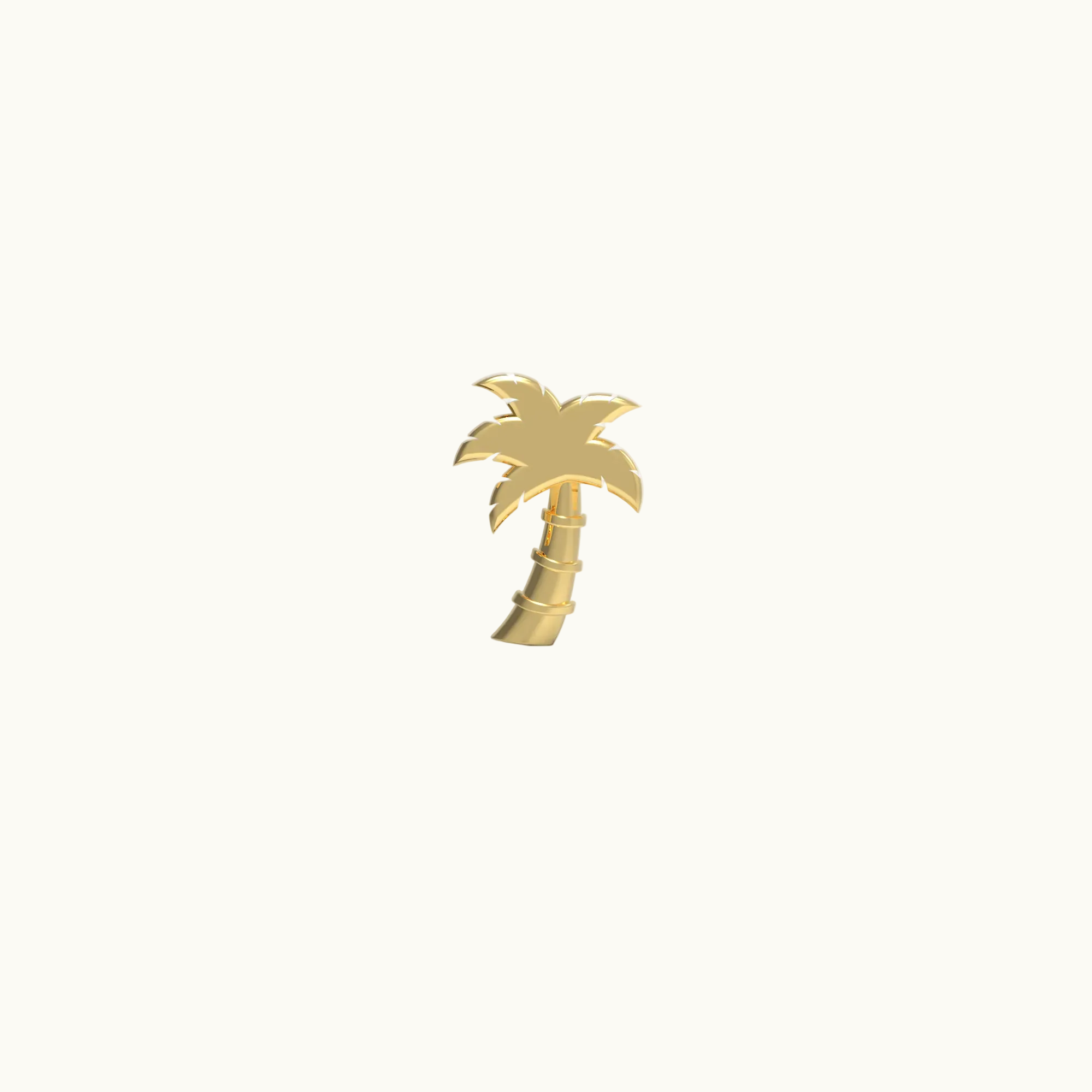 Palm Tree Stud Earring (Single) - Solid 14k Gold