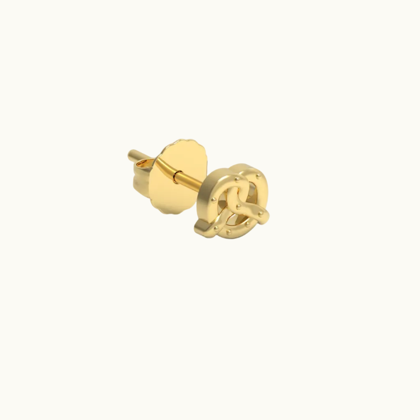 Pretzel Stud Earring (Single) - Solid 14k Gold